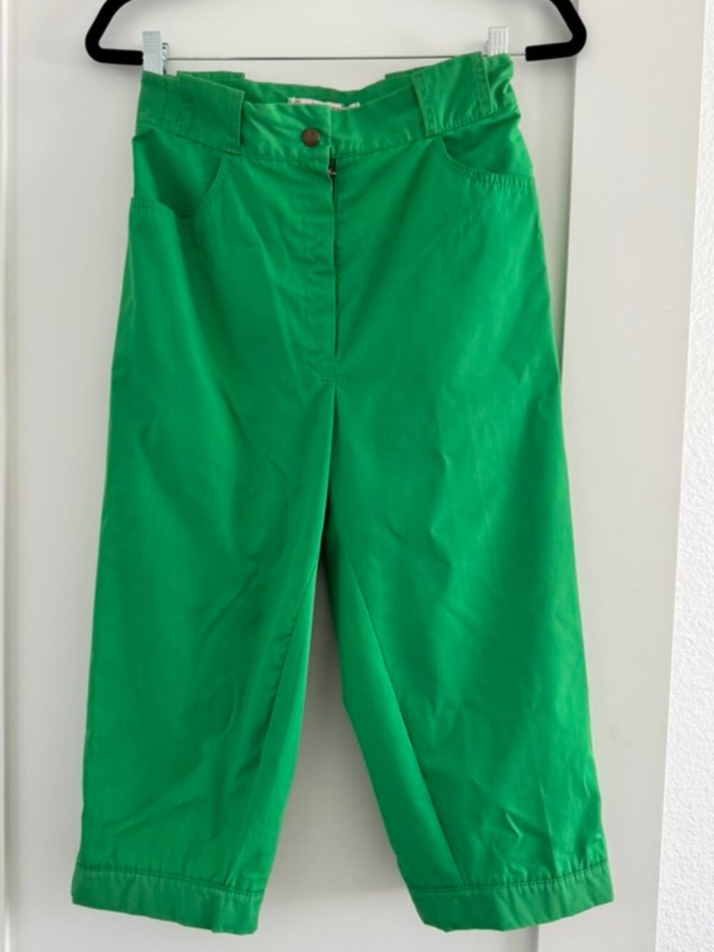 Vintage Sunbuster Green High Waist Capri Pants | Adjustable Hem | Size s